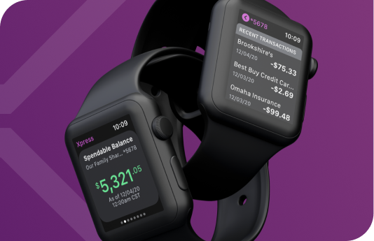 Smart watches displaying Apiture XPress App