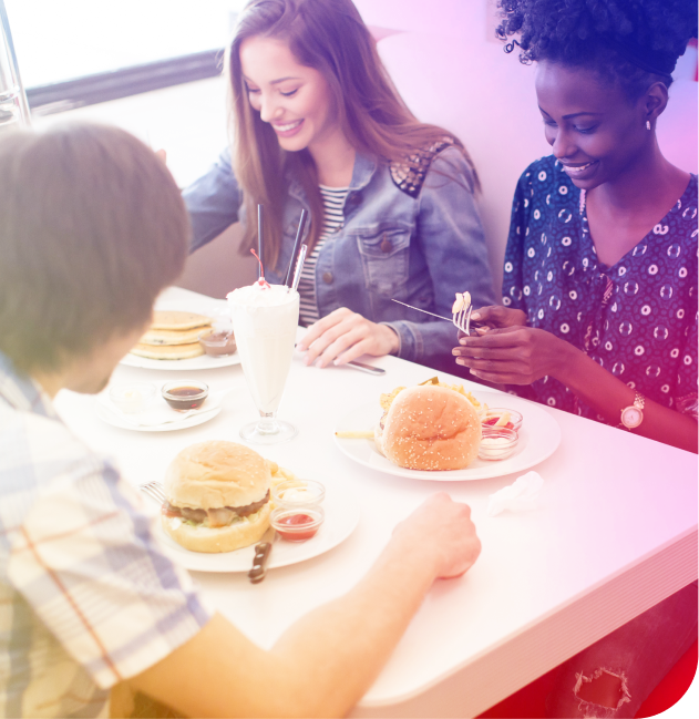 3 friends eating together 3 friends eating together